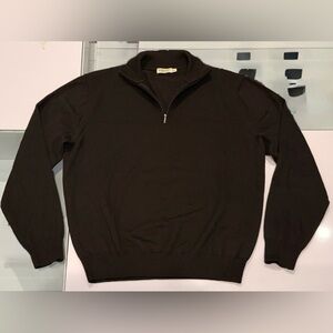 SUITSUPPLY Dark Brown Merino Quarter 1/4 Zip XL